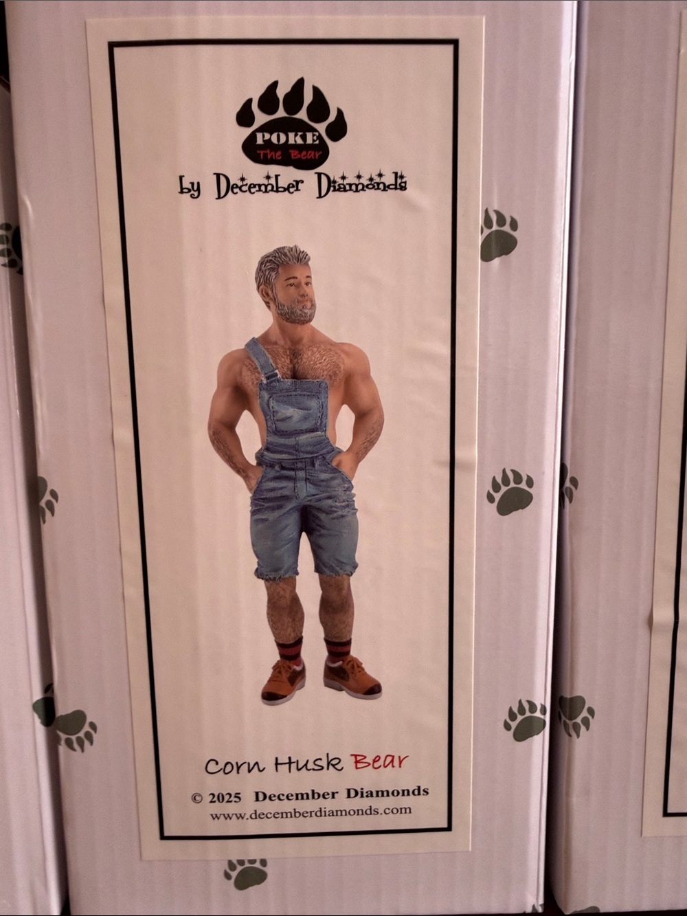 December Diamonds "Corn Husk Bear" Figurine - Blue Overalls
